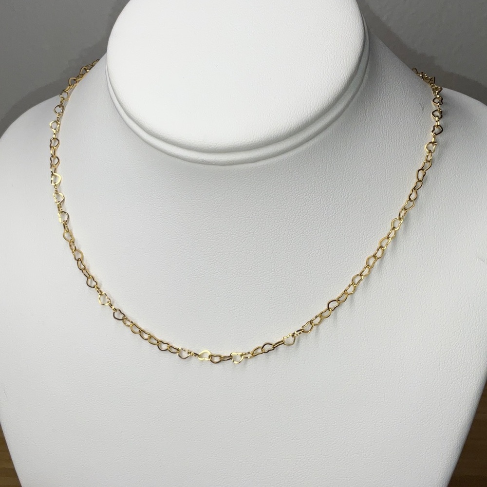 18K Gold Plated Link Heart Necklace - Great stacker!
